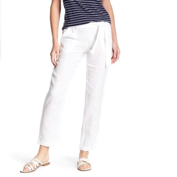 THREEDOTS WHITE LINEN PANTS M - Picture 1 of 7